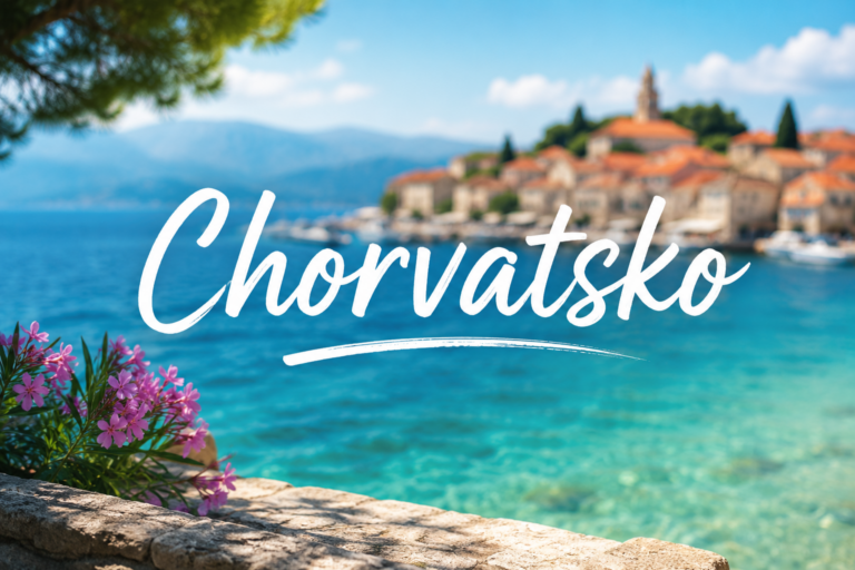 Pobřeží Chorvatska s tyrkysovým Jaderským mořem během letní dovolené